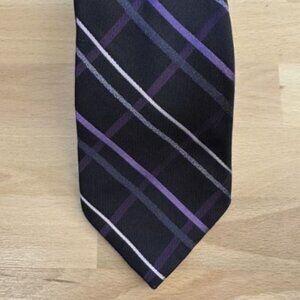 Silk Elegant Purple and Black Striped Tie